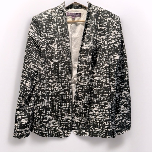Gloria Vanderbilt Jackets & Blazers - Gloria Vanderbilt Abstract Open Blazer Suit Separate Plus Size 18 B/W